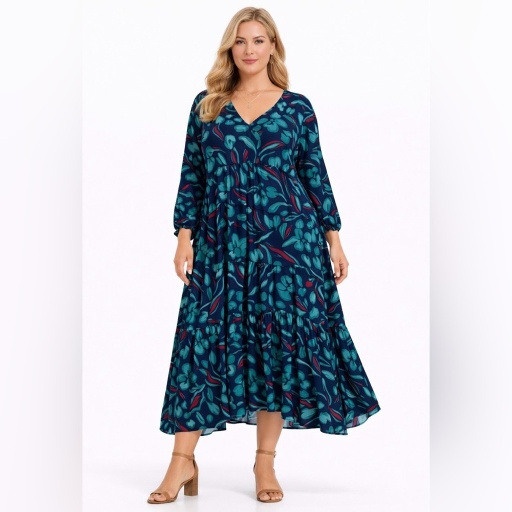 Nurture by Westbound Romantic Boho Tiered Midi Dress